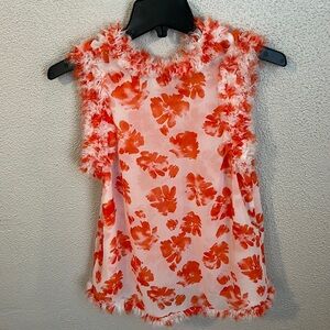 NWOT Orange and white floral top